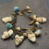 Ivory Silvered Goddess and Heart lampwork bracelet