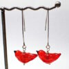 orange birdy earrings glass